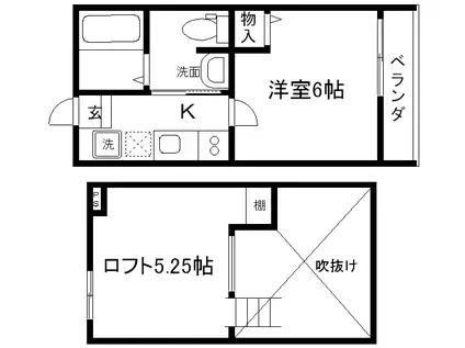 ロフティ西ノ京II(1K/1階)の間取り写真