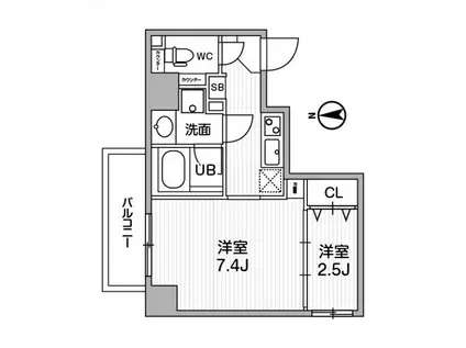 WEAVE PLACE MONZENNAKACHO(2K/8階)の間取り写真