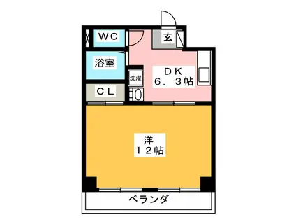 BON TOUR 日赤通(1DK/4階)の間取り写真