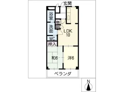 レジデンスイワタ(2LDK/2階)の間取り写真