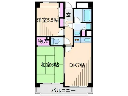 新横浜ガーデンコートBサイド(2DK/4階)の間取り写真