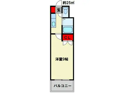 NO.35サーファーズプロジェクト2100小倉駅(1K/9階)の間取り写真
