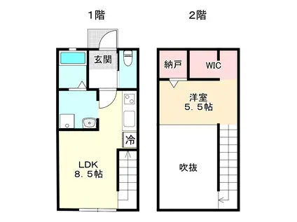K-SMART香良洲 B棟(1LDK/1階)の間取り写真