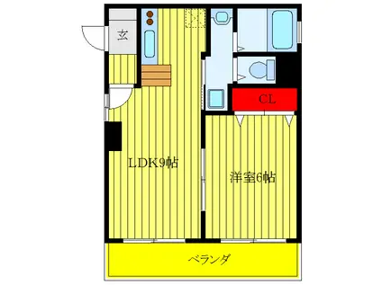 関根高島平コーポ(1LDK/3階)の間取り写真