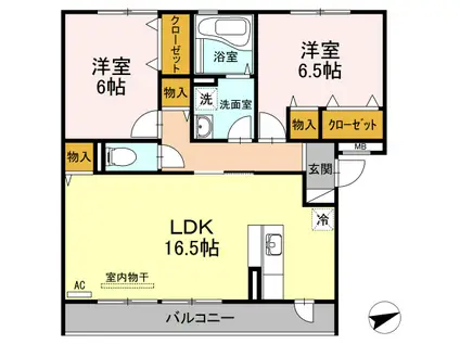 セジュールK(2LDK/3階)の間取り写真