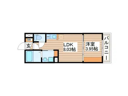 ドレスローザ(1LDK/1階)の間取り写真