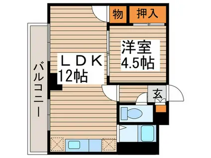 ハイデンス銀嶺(1LDK/4階)の間取り写真
