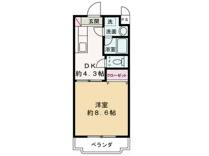 シンフォニー(1DK/2階)の間取り写真