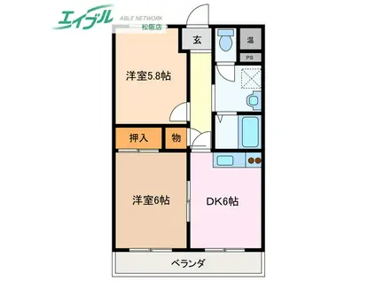 ジュネス スズキ(2DK/3階)の間取り写真