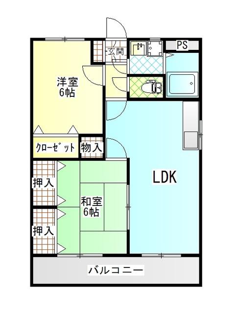 フレンドリーハイツ(2LDK/3階)の間取り写真