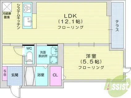 エルタスコ―ト成田町(1LDK/1階)の間取り写真