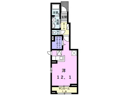 エスポワールI(ワンルーム/1階)の間取り写真