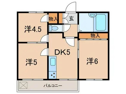 ドルフ西岡本(3DK/4階)の間取り写真