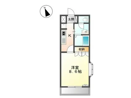 プロニティ沖ノ城(1K/2階)の間取り写真