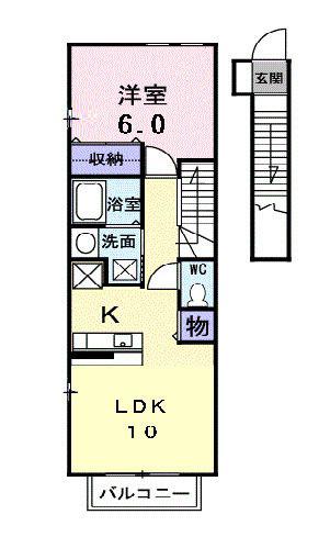 マーヴェラス(1LDK/2階)の間取り写真