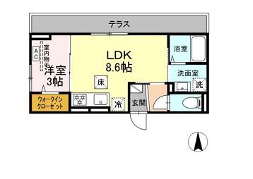 D PAINA松見町(1LDK/1階)の間取り写真