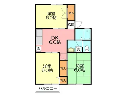 グリーンハイツ綾部(3DK/2階)の間取り写真