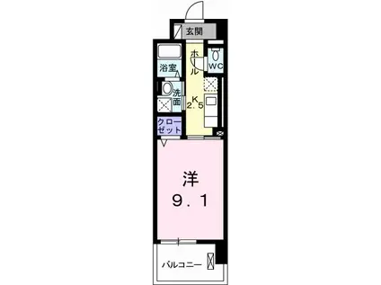 ポーシェガーデン5(1K/10階)の間取り写真