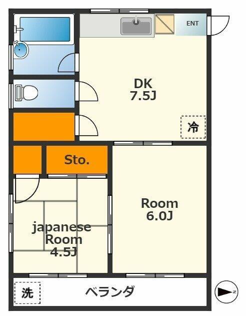 ヴィラ・パルナシウス(2DK/3階)の間取り写真
