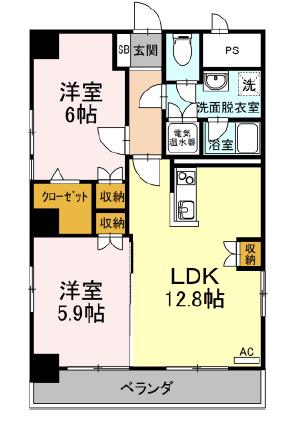 清和ビル(2LDK/3階)の間取り写真