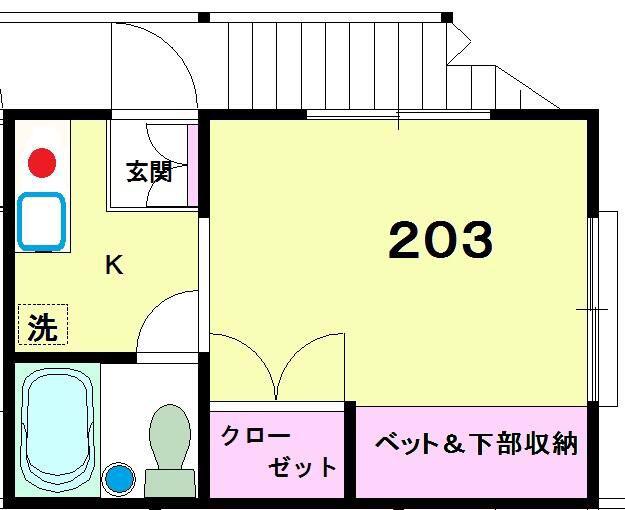 セイワハイツ(1K/2階)の間取り写真