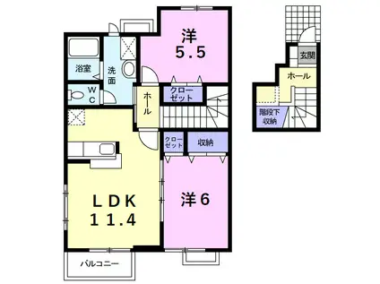 グリーンハイツ宮町C(2LDK/2階)の間取り写真