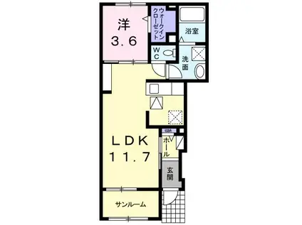 サジッテ-ル(1LDK/1階)の間取り写真
