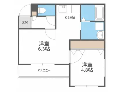 ル・ファール琴似(1DK/4階)の間取り写真