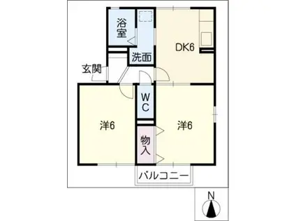 サニーハウス丸山(2DK/2階)の間取り写真