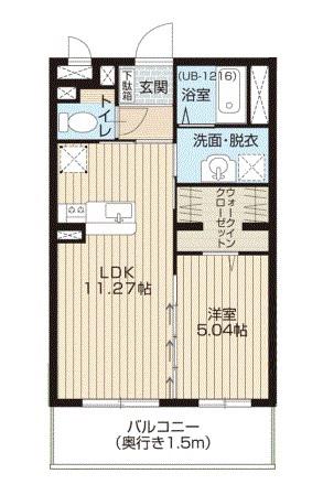 GRACE KATSUTA ウエスト(1LDK/1階)の間取り写真