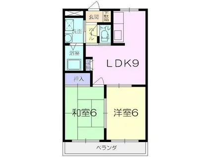 中川グリーンハイム(2DK/1階)の間取り写真