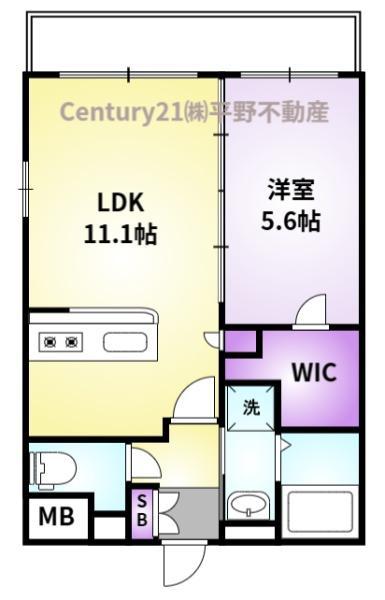 ソフィア21合川(1LDK/1階)の間取り写真