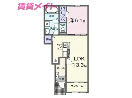プリマヴェールIIIC(1LDK/1階)の間取り写真