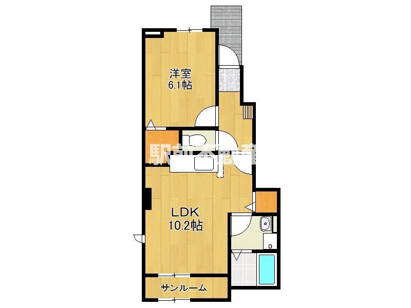ヒカルサ鳥栖今泉ノース(1LDK/1階)の間取り写真