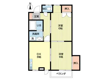 サニー春日(2DK/2階)の間取り写真