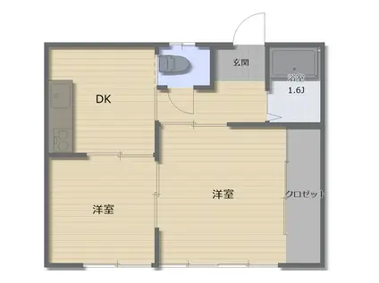 芙蓉荘(2DK/1階)の間取り写真