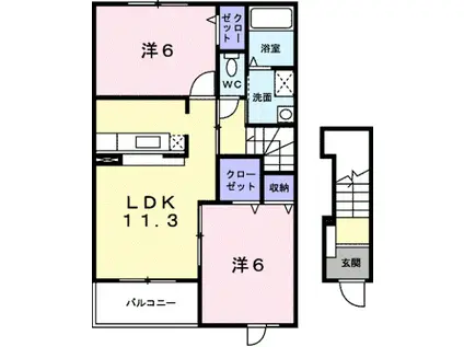アプリコットA(2LDK/2階)の間取り写真