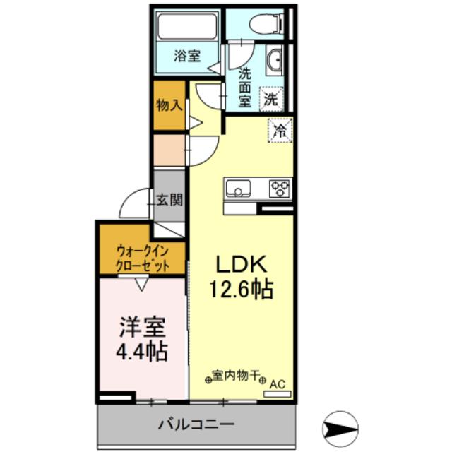 アンプルールK(1LDK/3階)の間取り写真