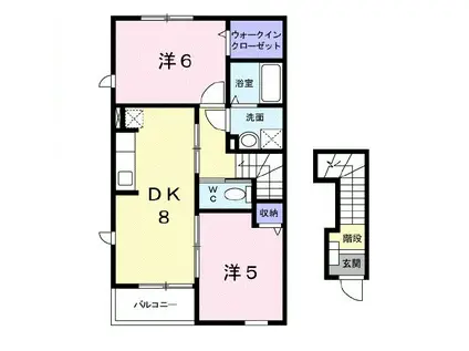 エレガンスヤツオE(2DK/2階)の間取り写真