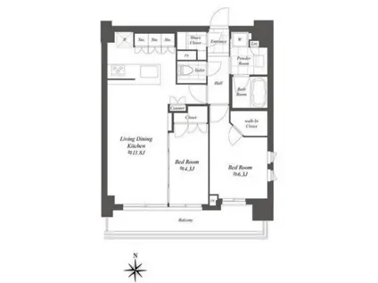 クレストコート白金高輪(2LDK/10階)の間取り写真