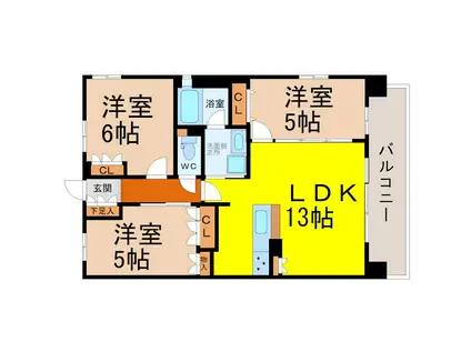 ALIVIS金山イースト(3LDK/6階)の間取り写真