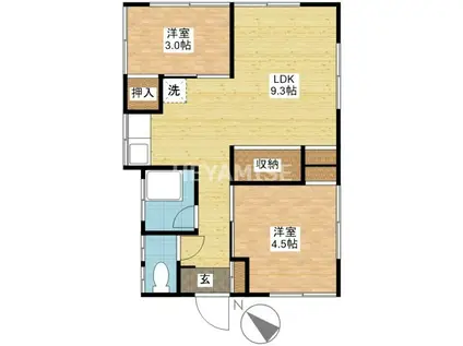 上小島アパート(2LDK/2階)の間取り写真