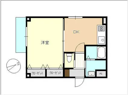 キャッスルガーデン眞(1DK/2階)の間取り写真