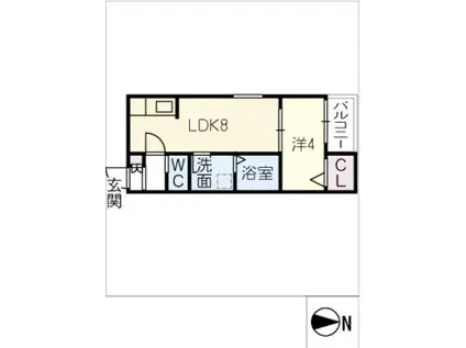 モンヴィーニュ熱田神宮(1LDK/1階)の間取り写真