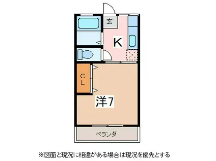 シティハイムセンシュウ(1K/1階)の間取り写真