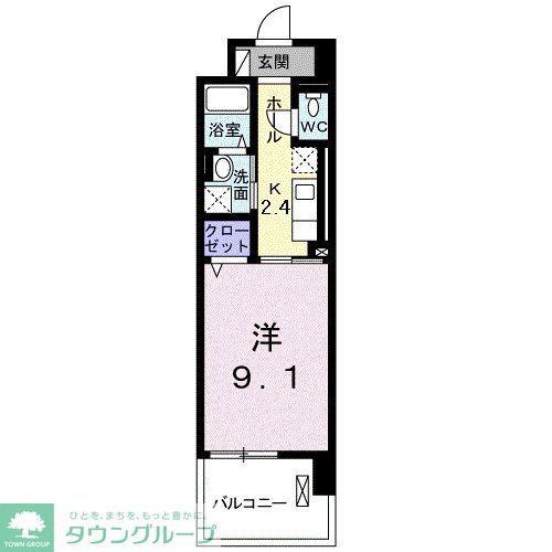 エクレセンス新富(1K/2階)の間取り写真