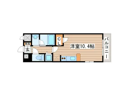 プラウドフラット河原町(ワンルーム/2階)の間取り写真