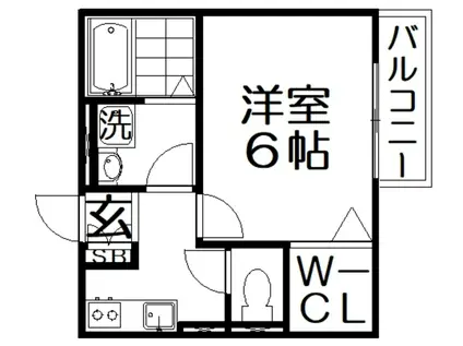 SOLEIL香里園(1K/2階)の間取り写真