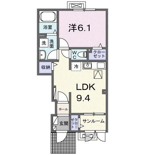 ロブレ オンセ(1LDK/1階)の間取り写真