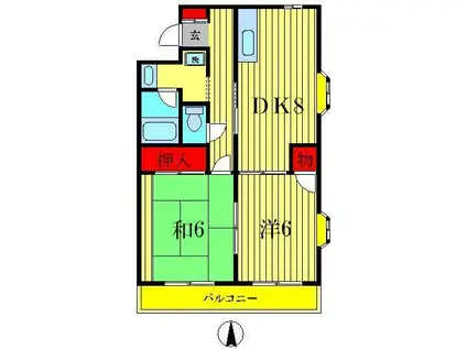 リヴハイム杉浦(2DK/2階)の間取り写真